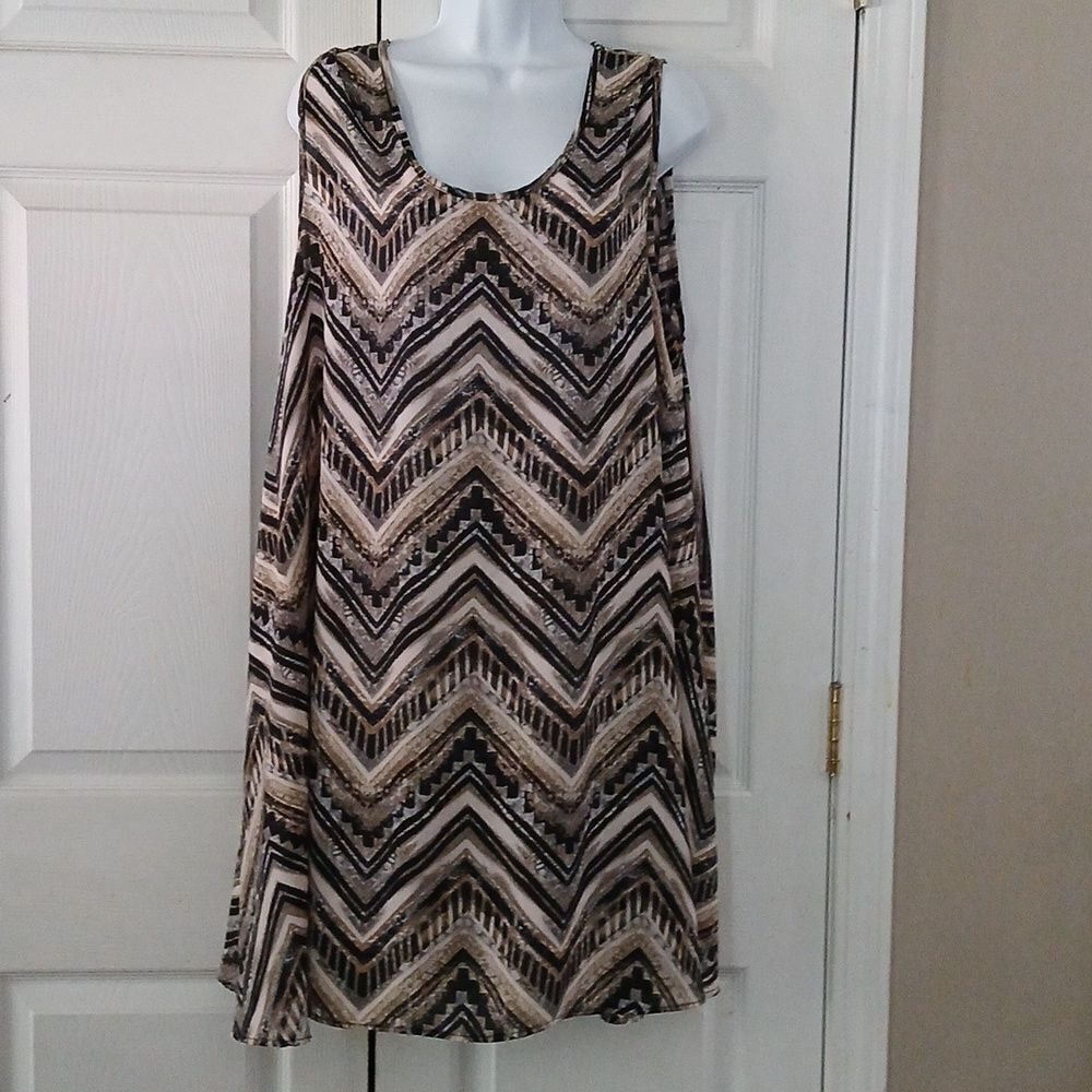 Hot Ginger black gray tan sleeveless dress Sz 3X NWOT